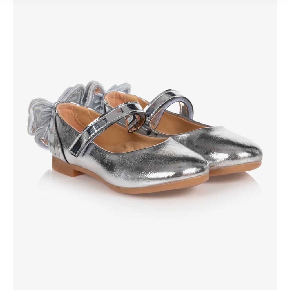 Caramelo Kids Silver shoes with Bow